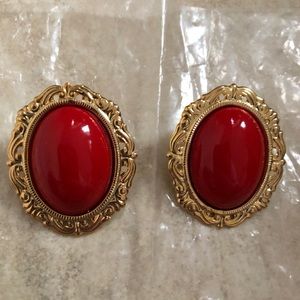 Vintage red/gold earrings
